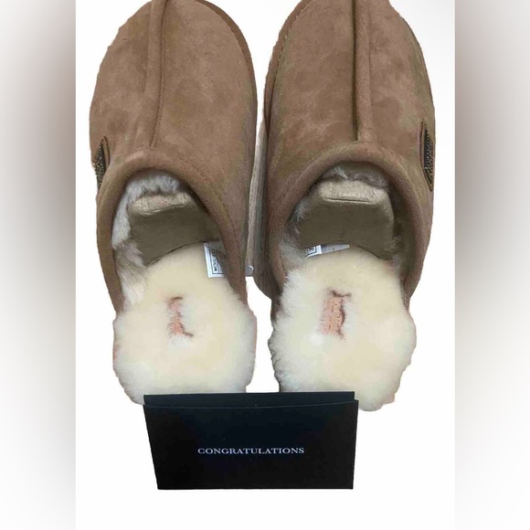 Australia Luxe Mens Grade A Shearling Chestnut Suede Mule Slippers Men’s XS $165 - Picture 4 of 8